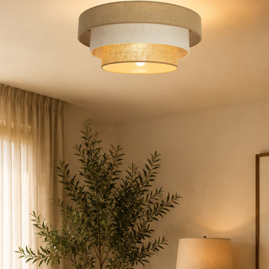 Plafondlamp WENTA 1xE27/60W/230V Ø 50 cm jute/crème