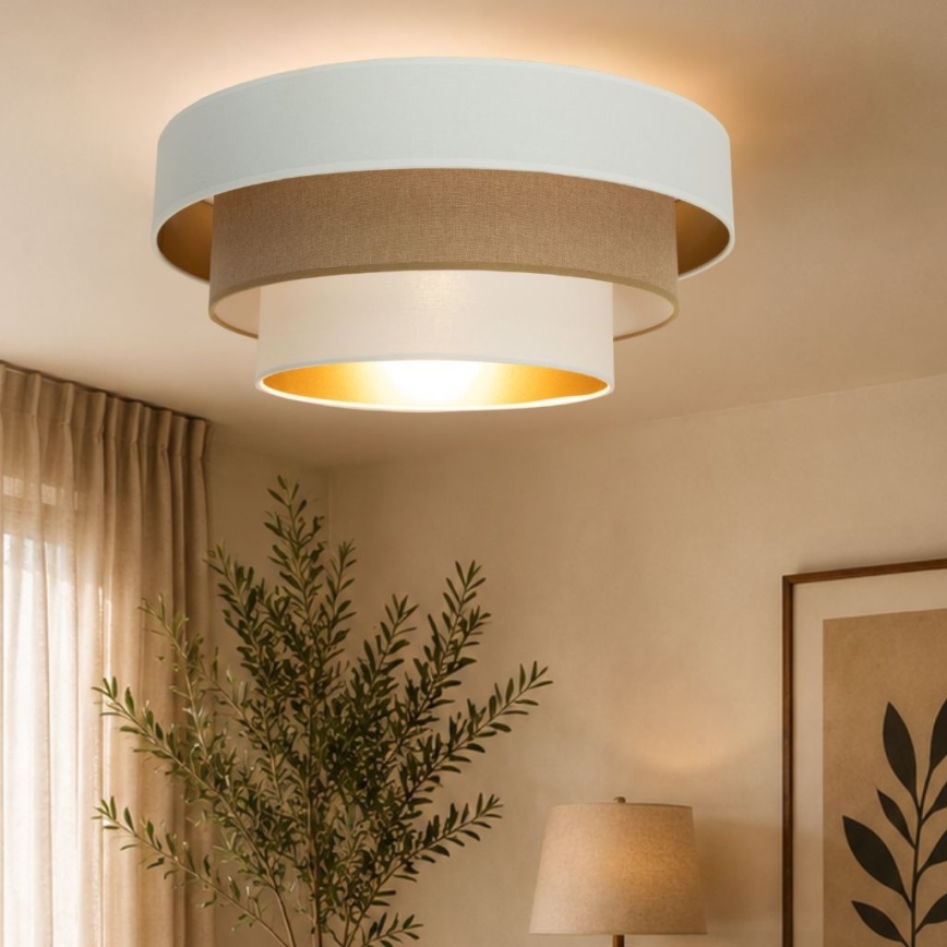 Plafondlamp WENTA 1xE27/60W/230V Ø 50 cm wit/bruin