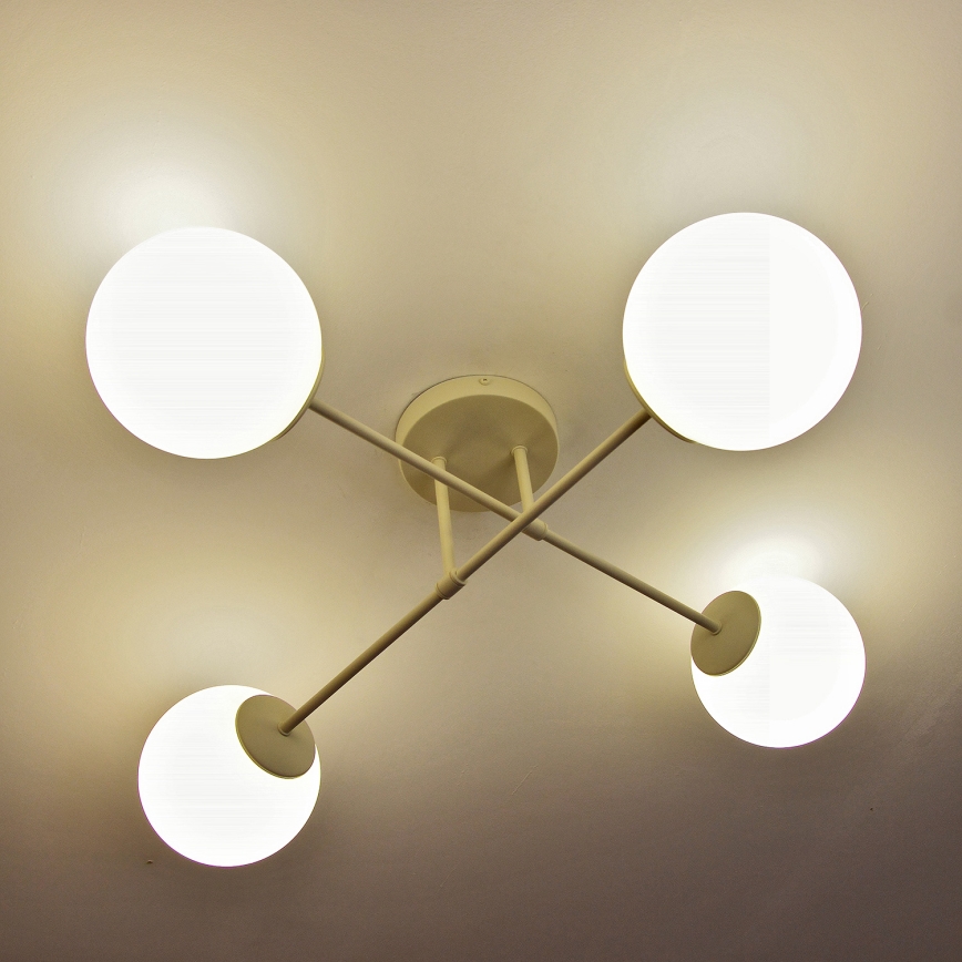 Plafondluchter MOON 4xE27/15W/230V crème