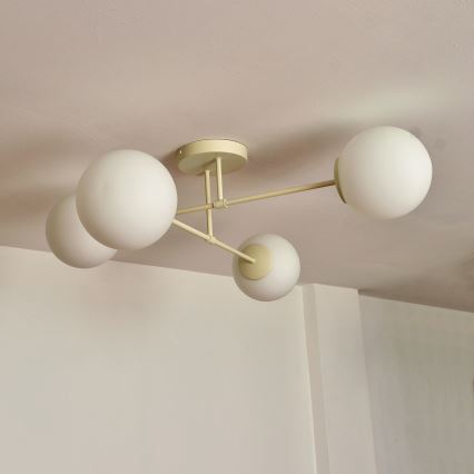 Plafondluchter MOON 4xE27/15W/230V crème