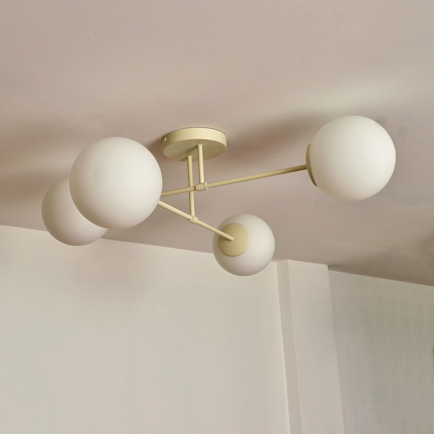 Plafondluchter MOON 4xE27/15W/230V crème