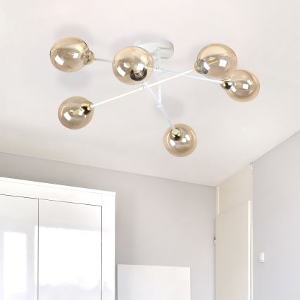 Plafondluster OBSIDIAN 6xG9/10W/230V crème/goud/rookbeige