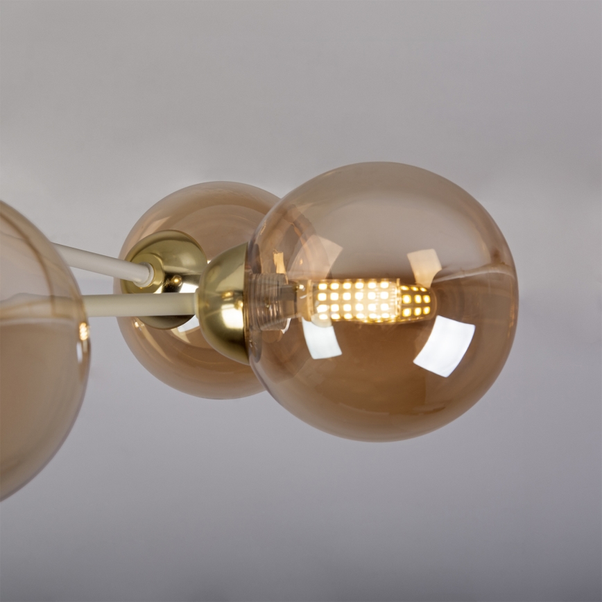 Plafondluster OBSIDIAN 6xG9/10W/230V crème/goud/rookbeige
