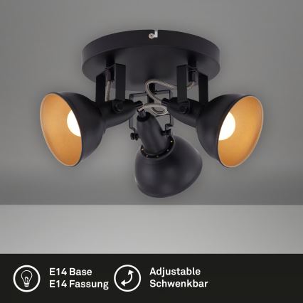 Plafondspot 3xE14/40W/230V zwart