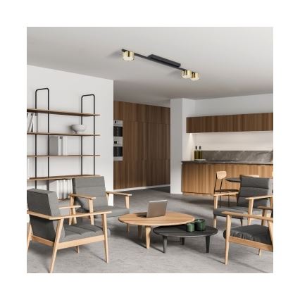 Plafondspot LOGAN 3xGU10/10W/230V zwart/goud