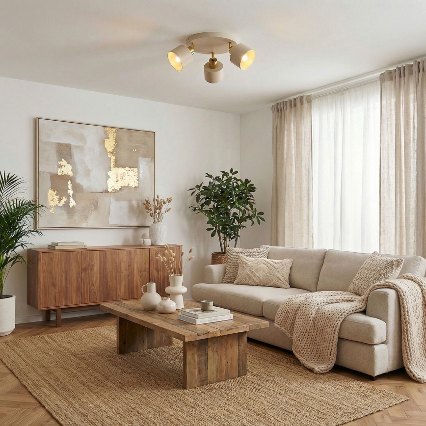 Plafondspot PARKLA 3xE27/15W/230V beige/goud
