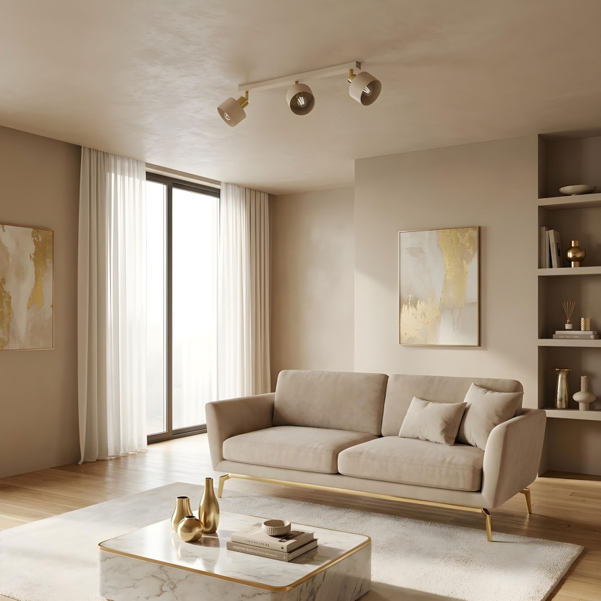 Plafondspot PARKLA 3xE27/15W/230V beige/goud