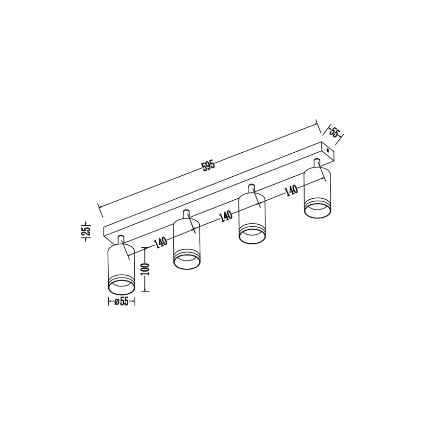 Plafondspot PIPE 4xGU10/10W/230V zwart