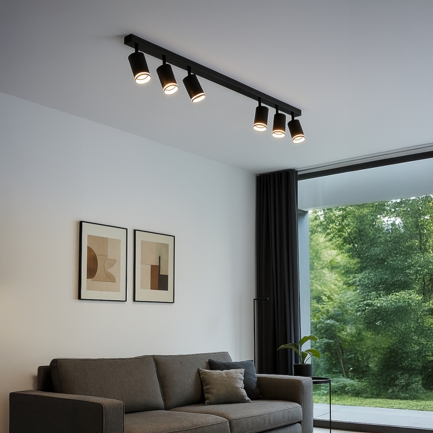 Plafondspot PIPE 6xGU10/10W/230V zwart