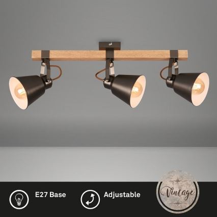 Plafondspot RETRO 3xE27/40W/230V bruin