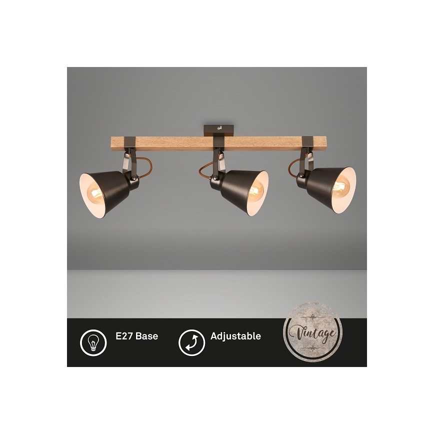 Plafondspot RETRO 3xE27/40W/230V bruin
