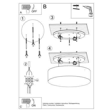 Plafondverlichting ARENA 45 3xE27/60W/230V wit