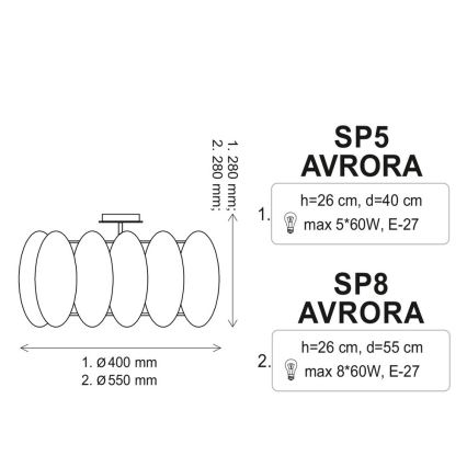 Plafondverlichting AURORA 5xE27/60W/230V