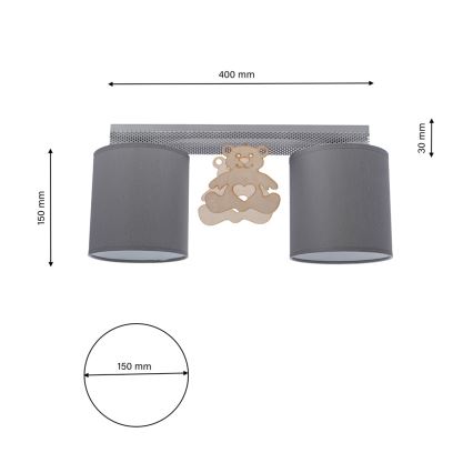 Plafondverlichting voor kinderen BEAR 2xE27/60W/230V