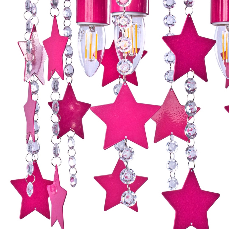 Plafondverlichting voor kinderen ELZA stars 3xE27/60W/230V donkerroze