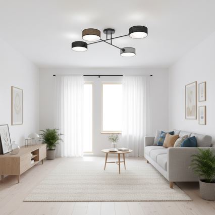 Plafonnière MAGA 4xE14/10W/230V zwart/bruin/grijs