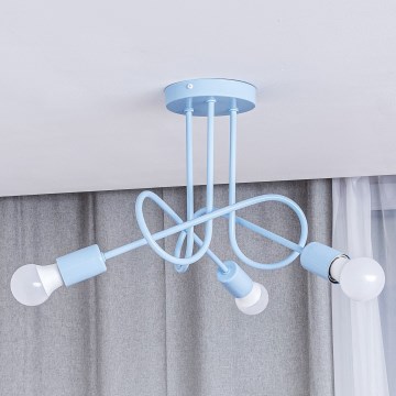 Plafonnière OXFORD 3xE27/15W/230V blauw