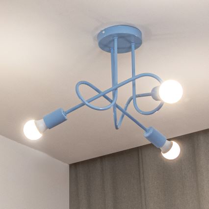 Plafonnière OXFORD 3xE27/15W/230V blauw