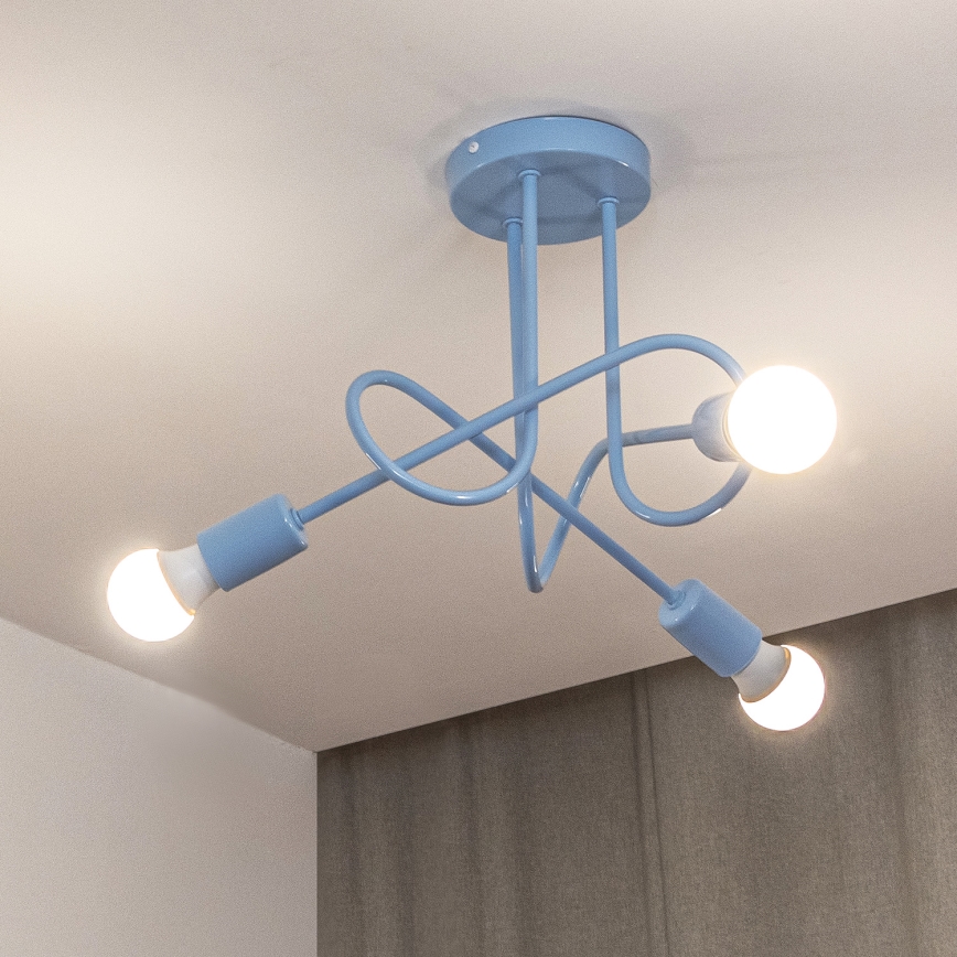 Plafonnière OXFORD 3xE27/15W/230V blauw