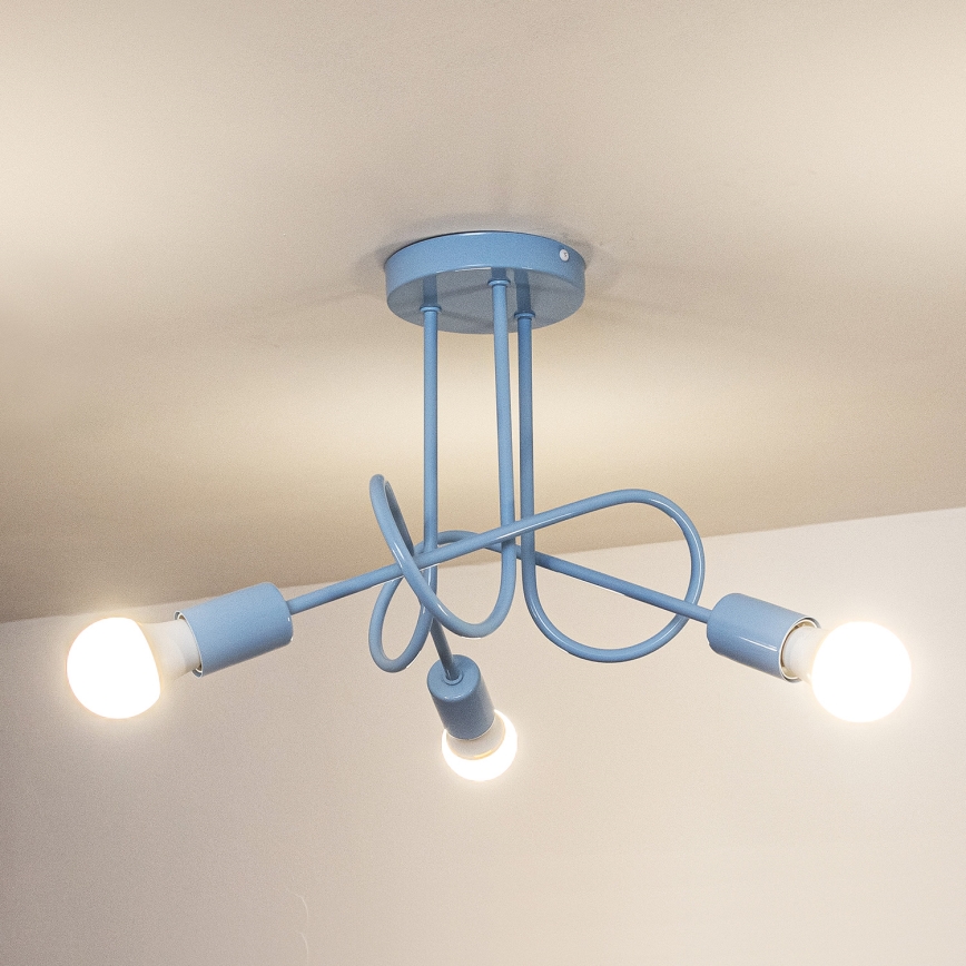 Plafonnière OXFORD 3xE27/15W/230V blauw