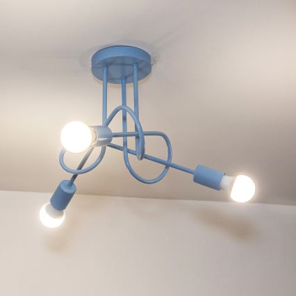 Plafonnière OXFORD 3xE27/15W/230V blauw
