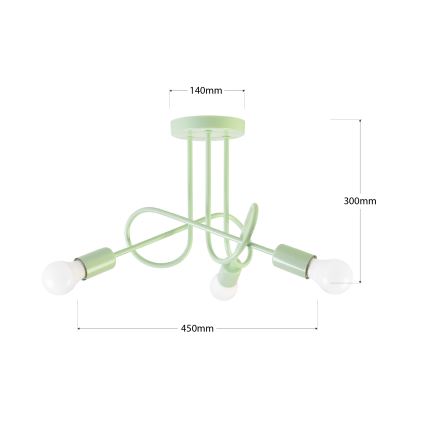 Plafonnière OXFORD 3xE27/15W/230V groen