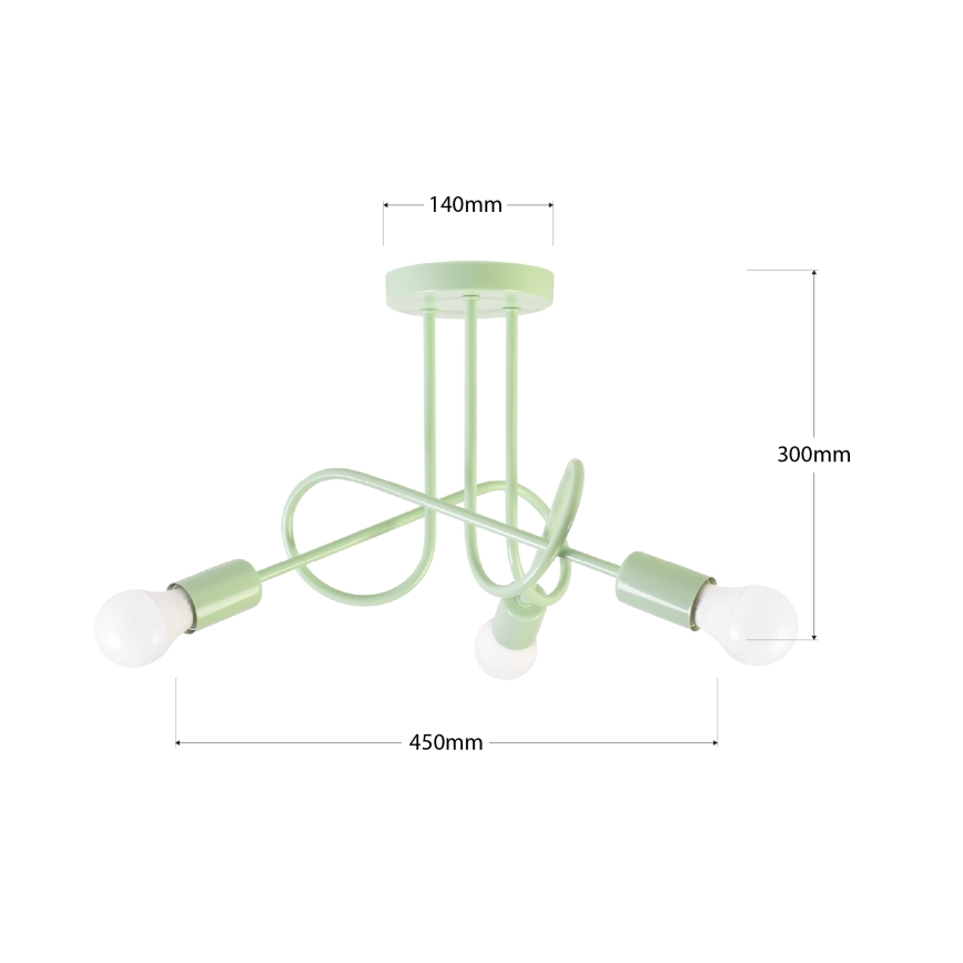 Plafonnière OXFORD 3xE27/15W/230V groen