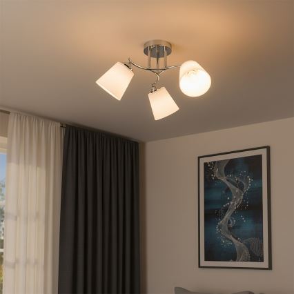 Plafonnière PAFOS 3xE27/15W/230V glanzend chroom