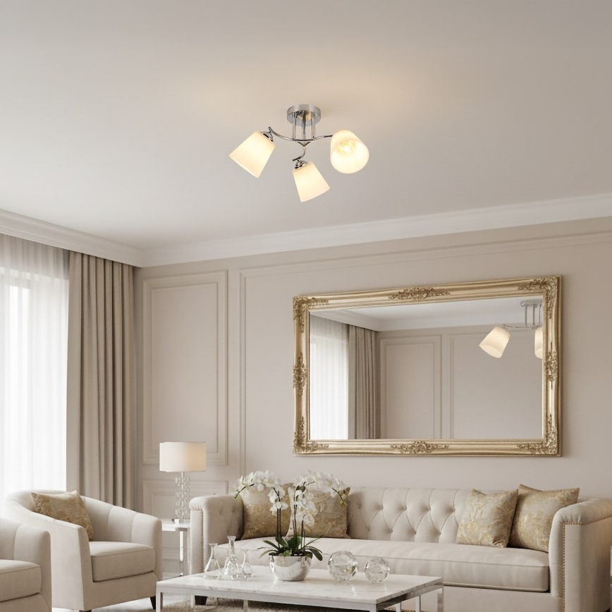 Plafonnière PAFOS 3xE27/15W/230V glanzend chroom