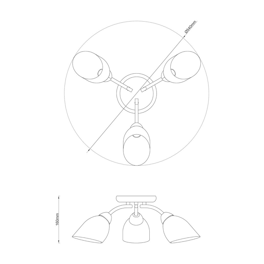 Plafonnière PORTOS 3xE14/10W/230V glanzend chroom