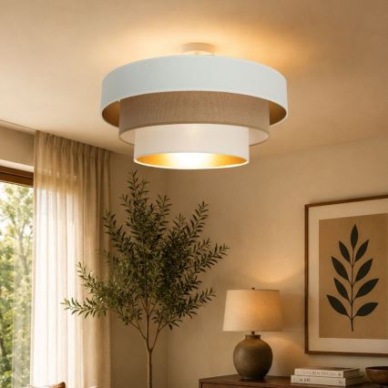 Plafonnière WENTA 1xE27/60W/230V Ø 50 cm wit/bruin