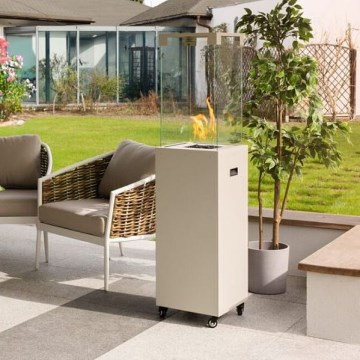 Planika - Buiten gas haard 142x36 cm 8kW 1xAAA wit + beschermende hoes