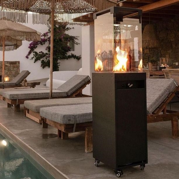 Planika - Buiten gas haard 142x36 cm 8kW zwart + beschermende hoes