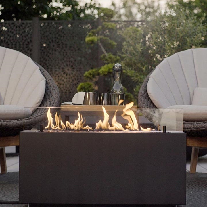 Planika - Buiten gas haard 41,4x69,8 cm 10kW 1xAAA zwart + beschermende hoes