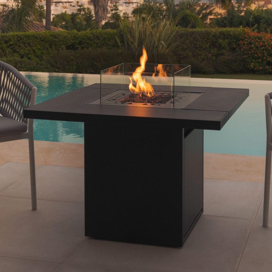 Planika - Buiten gas haard 79,7x90 cm 10kW 1xAAA zwart + beschermende hoes