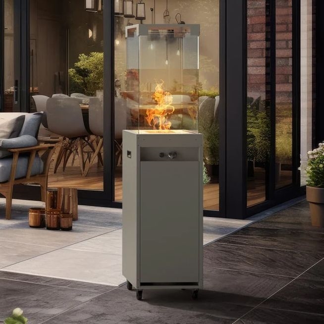Planika - Buiten gashaard 142x36 cm 8kW 1xAAA grijs + beschermhoes
