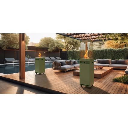 Planika - Buiten gas haard 142x36 cm 8kW 1xAAA groen + beschermende hoes
