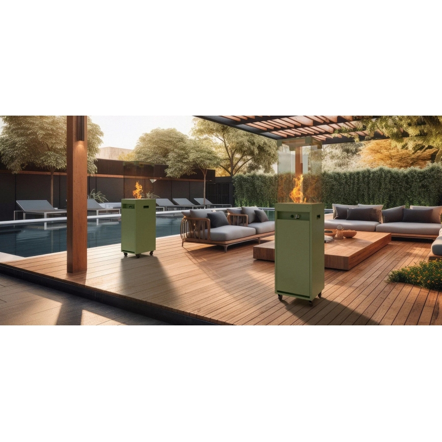 Planika - Buiten gas haard 142x36 cm 8kW 1xAAA groen + beschermende hoes