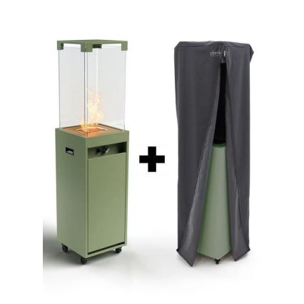 Planika - Buiten gas haard 142x36 cm 8kW 1xAAA groen + beschermende hoes