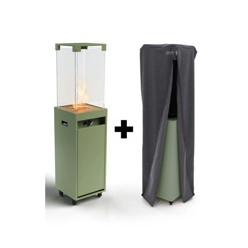 Planika - Buiten gas haard 142x36 cm 8kW 1xAAA groen + beschermende hoes