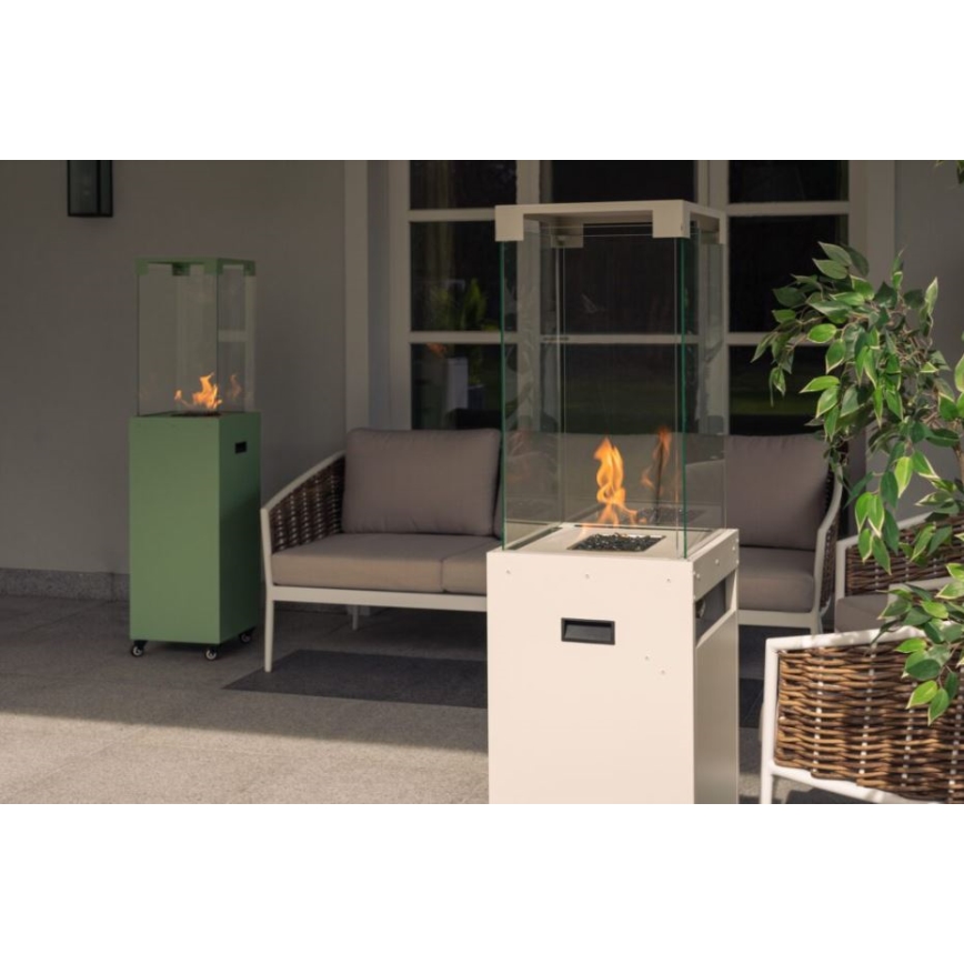 Planika - Buiten gas haard 142x36 cm 8kW 1xAAA wit + beschermende hoes
