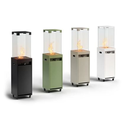 Planika - Buiten gas haard 142x36 cm 8kW 1xAAA wit + beschermende hoes