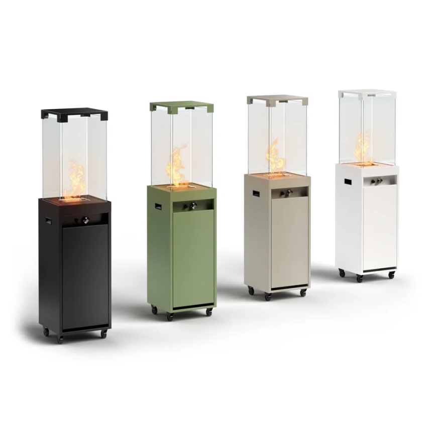 Planika - Buiten gas haard 142x36 cm 8kW 1xAAA wit + beschermende hoes