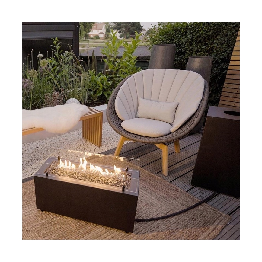 Planika - Buiten gas haard 41,4x69,8 cm 10kW 1xAAA zwart + beschermende hoes