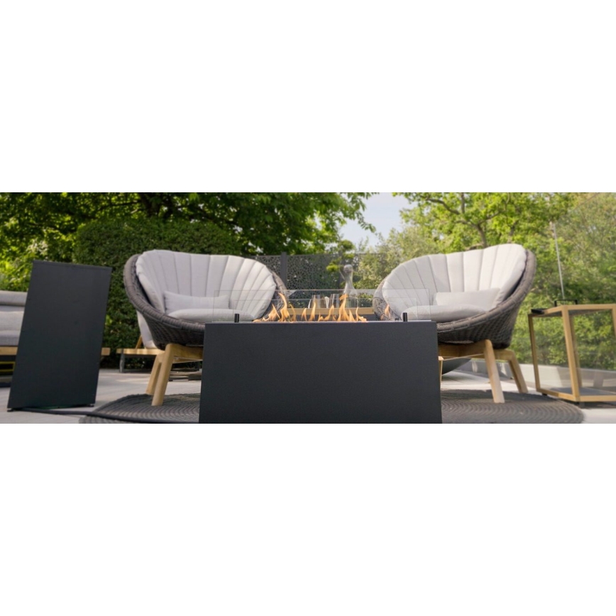 Planika - Buiten gas haard 41,4x69,8 cm 10kW 1xAAA zwart + beschermende hoes