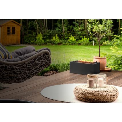 Planika - Buiten gas haard 41,4x69,8 cm 10kW 1xAAA zwart + beschermende hoes