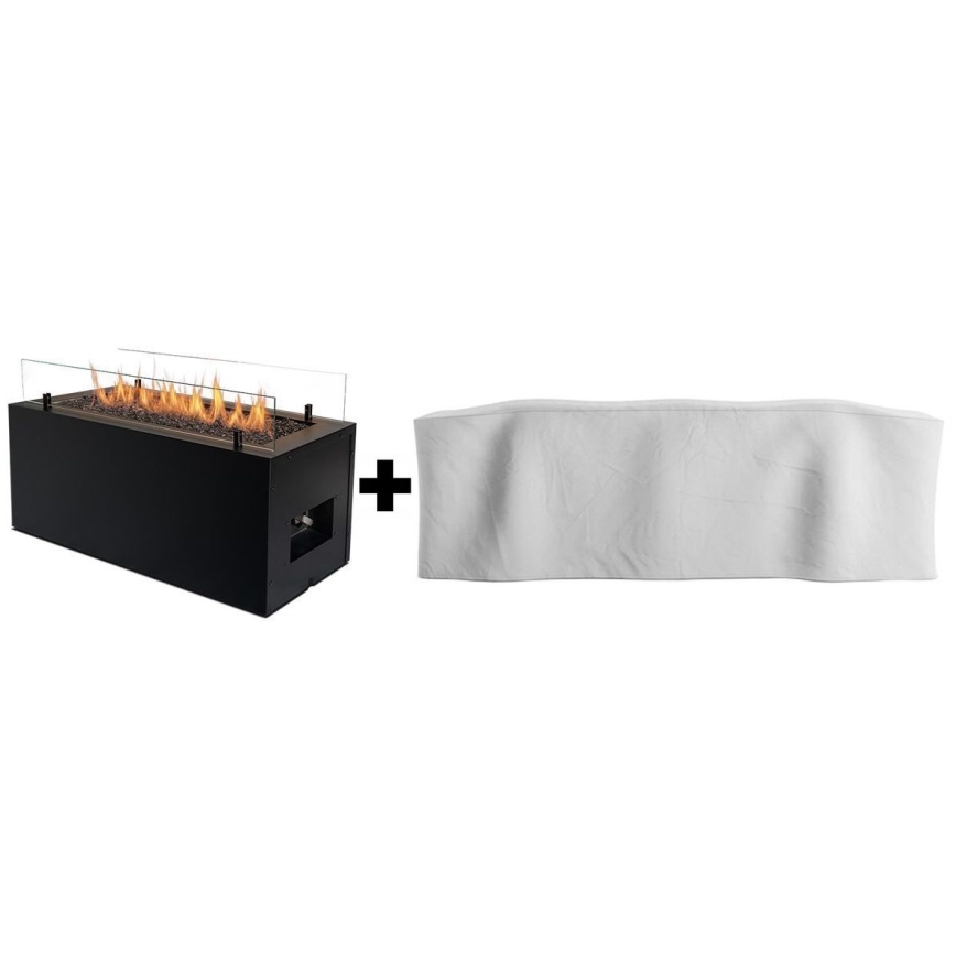Planika - Buiten gas haard 41,4x69,8 cm 10kW 1xAAA zwart + beschermende hoes