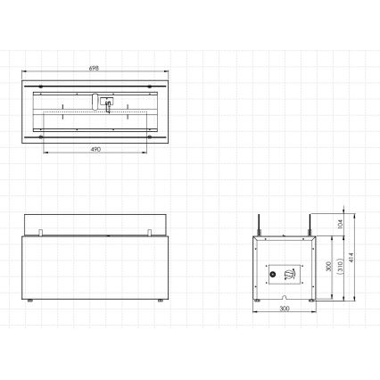 Planika - Buiten gas haard 41,4x69,8 cm 10kW 1xAAA zwart + beschermende hoes