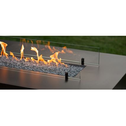 Planika - Buiten gas haard 46x106 cm 10kW zwart + beschermende hoes