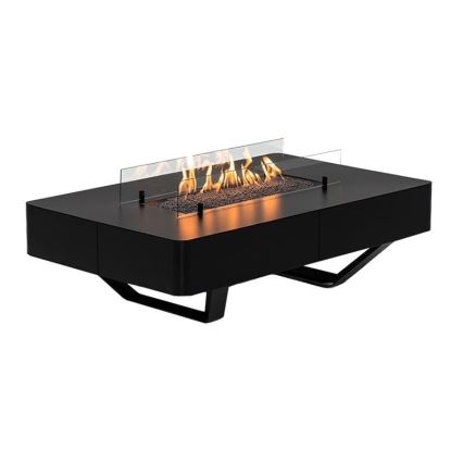 Planika - Buiten gas haard 46x106 cm 10kW zwart + beschermende hoes